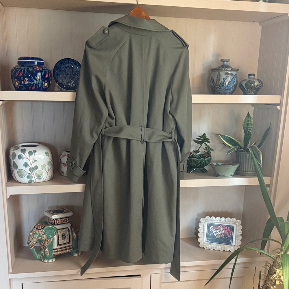 Sezane Scott Olive Trench Coat with Belt - Picture 7 of 8